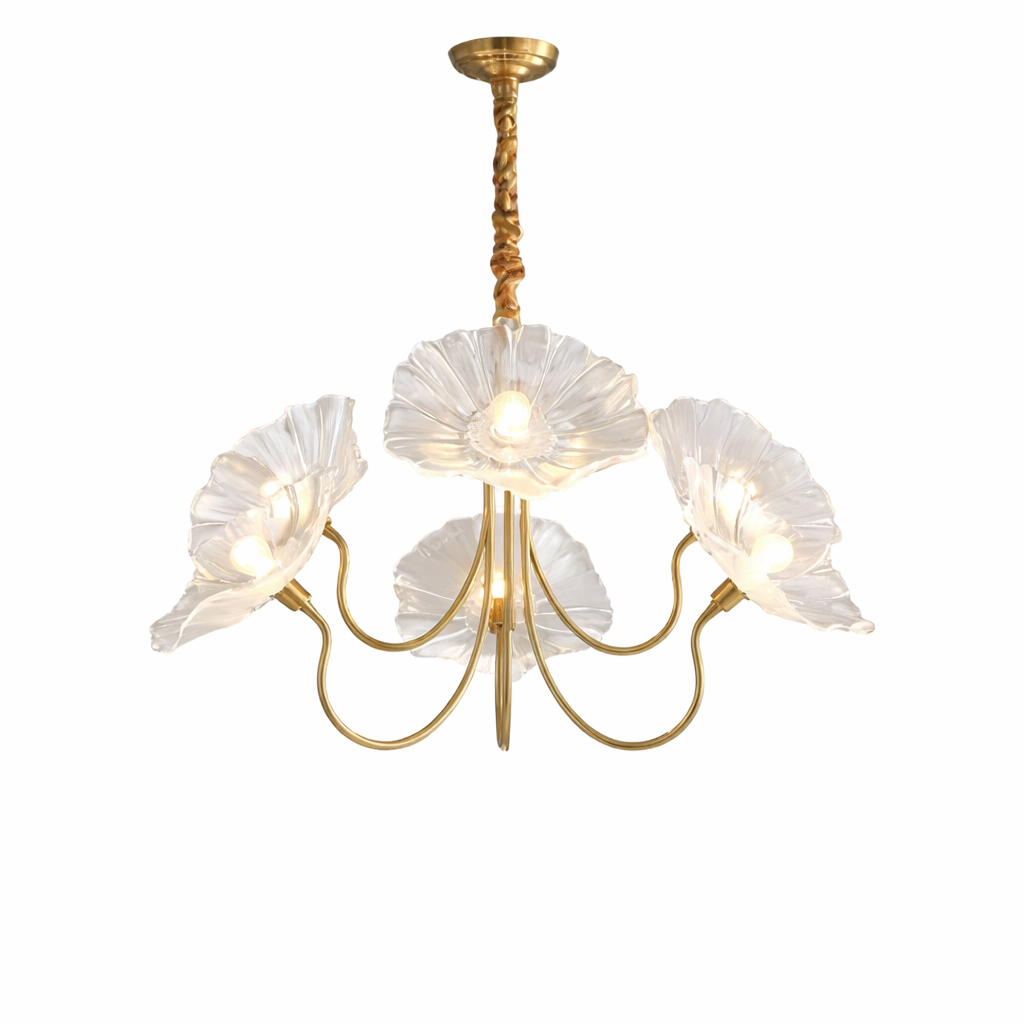 Lustre suspension moderne en verre transparent