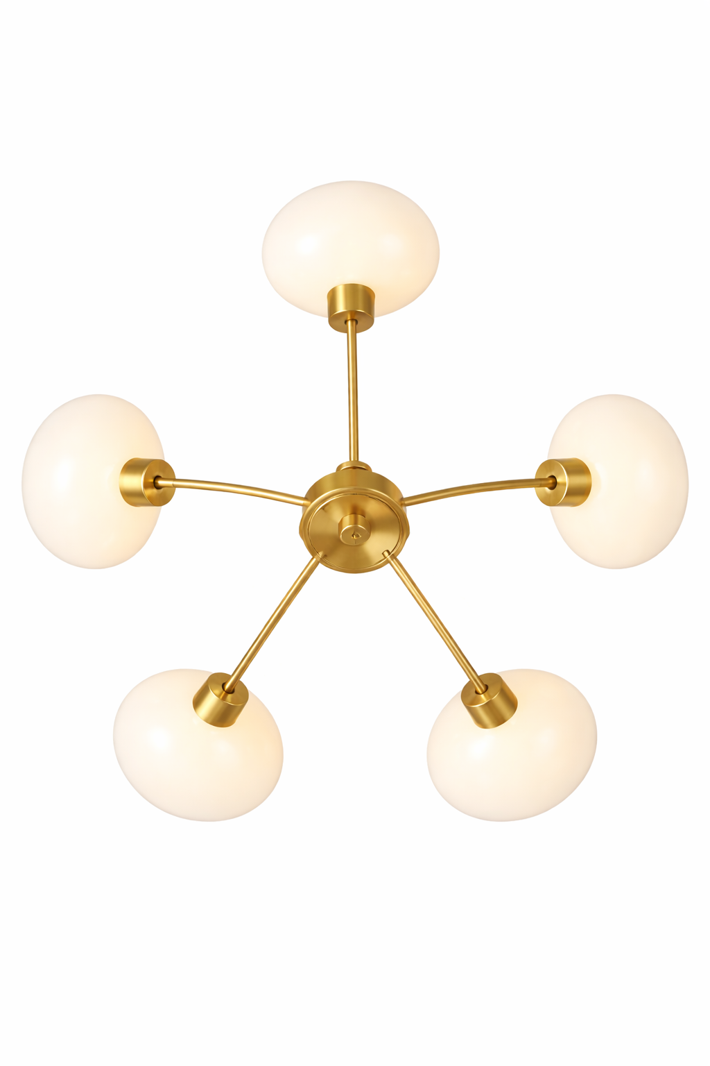 Lustre suspension 5 lumières en verre blanc