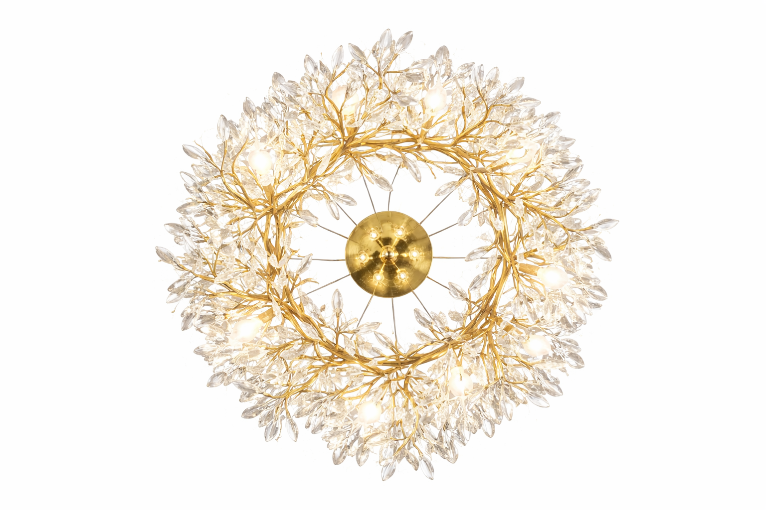 Lustre suspension LED en cristal – Finition dorée