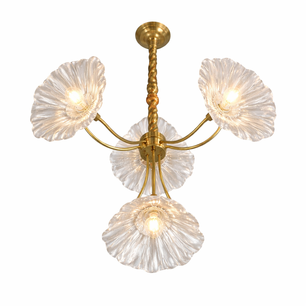 Lustre suspension moderne en verre transparent